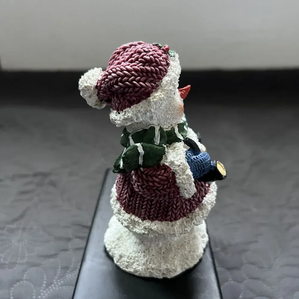 Vintage Resin Christmas Snowman Multicolor Figurine Holiday Winter Decor 5.5”H